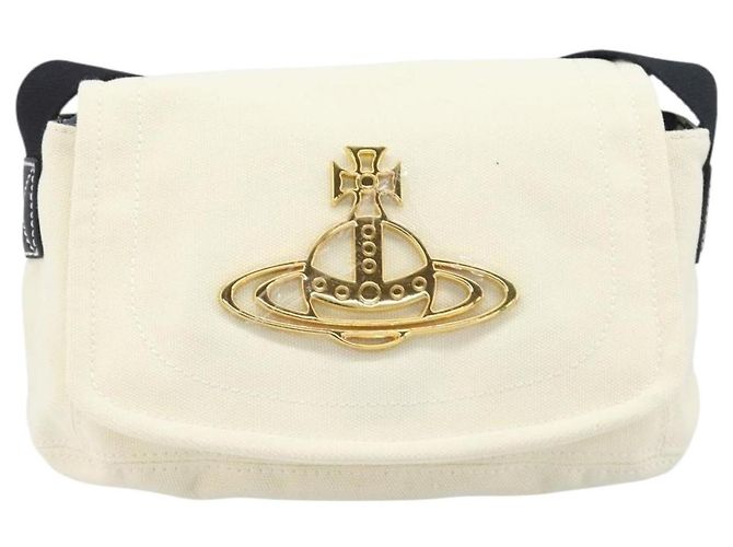 Borsa a tracolla Vivienne Westwood Canvas Beige Gold Auth 199206V D'oro - vista 2