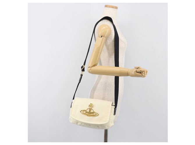 Borsa a tracolla Vivienne Westwood Canvas Beige Gold Auth 199206V D'oro - vista 24