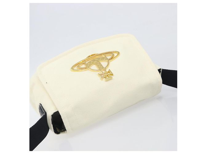 Borsa a tracolla Vivienne Westwood Canvas Beige Gold Auth 199206V D'oro - vista 6