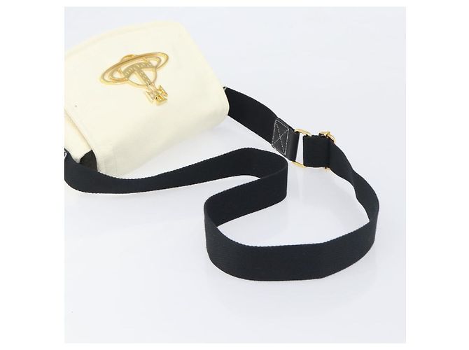 Borsa a tracolla Vivienne Westwood Canvas Beige Gold Auth 199206V D'oro - vista 7