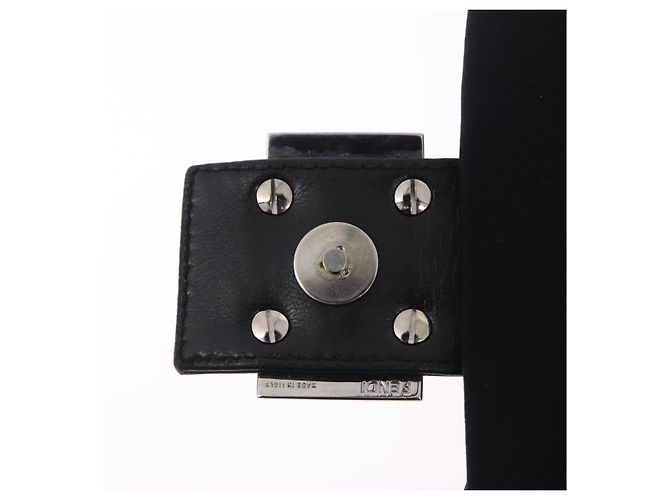 Borsa a tracolla FENDI Mamma Baguette in jersey di cotone nero e argento Auth yk20801V - vista 16