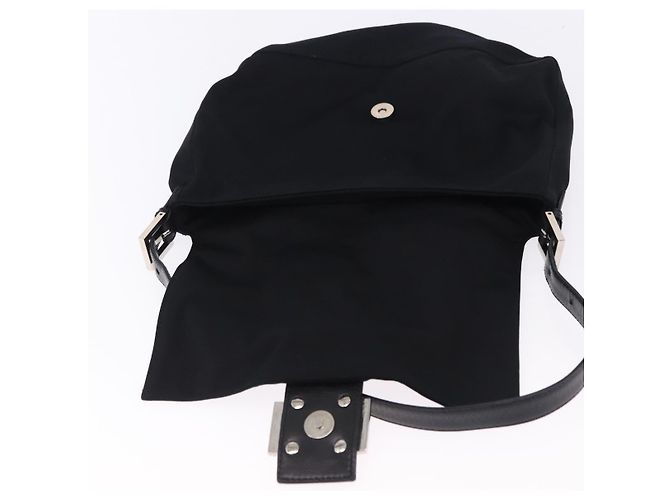Borsa a tracolla FENDI Mamma Baguette in jersey di cotone nero e argento Auth yk20801V - vista 17
