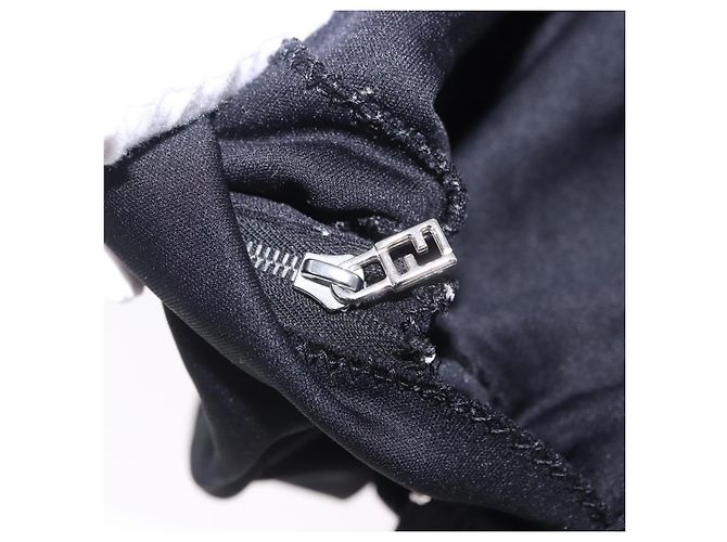 Borsa a tracolla FENDI Mamma Baguette in jersey di cotone nero e argento Auth yk20801V - vista 22