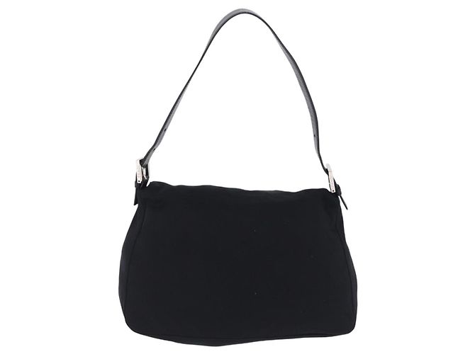 Borsa a tracolla FENDI Mamma Baguette in jersey di cotone nero e argento Auth yk20801V - vista 3
