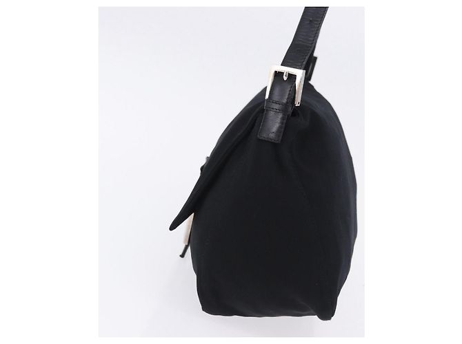 Borsa a tracolla FENDI Mamma Baguette in jersey di cotone nero e argento Auth yk20801V - vista 4