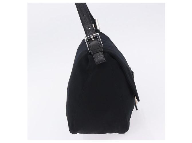 Borsa a tracolla FENDI Mamma Baguette in jersey di cotone nero e argento Auth yk20801V - vista 5