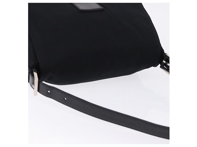 Borsa a tracolla FENDI Mamma Baguette in jersey di cotone nero e argento Auth yk20801V - vista 6