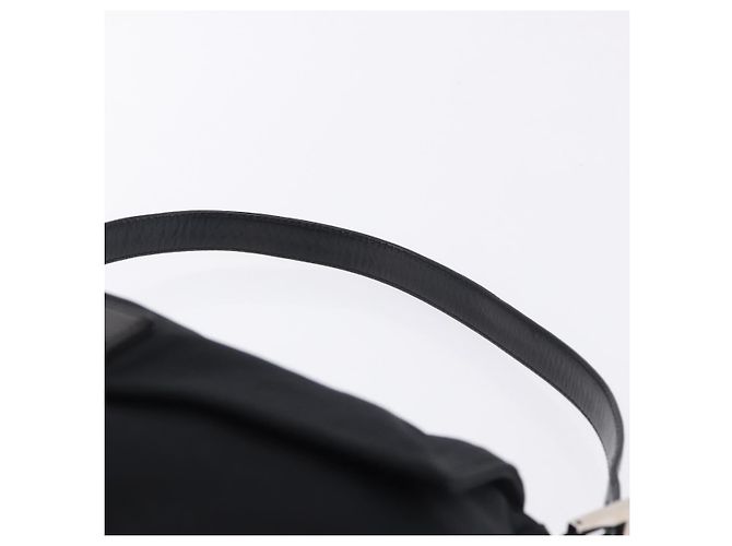 Borsa a tracolla FENDI Mamma Baguette in jersey di cotone nero e argento Auth yk20801V - vista 8