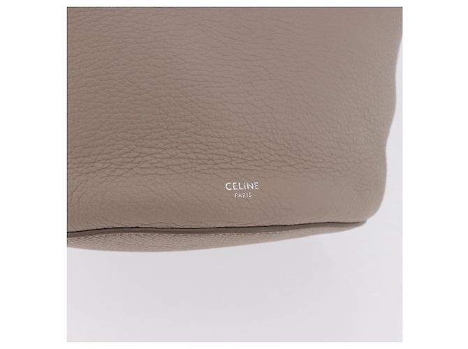 Céline CELINE Big Bag Bucket Hand Bag Leather Gray Silver Auth 199121V Marrone Argento - vista 15