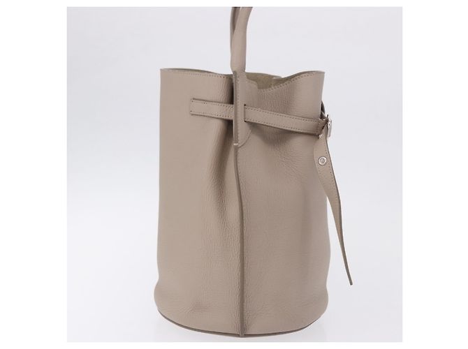 Céline CELINE Big Bag Bucket Hand Bag Leather Gray Silver Auth 199121V Marrone Argento - vista 5