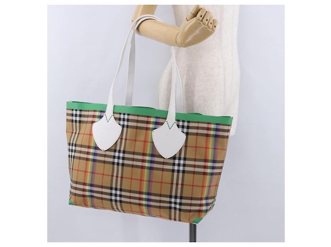 Borsa Tote BURBERRY Nova Check Canvas Beige Auth ka5820V - vista 19