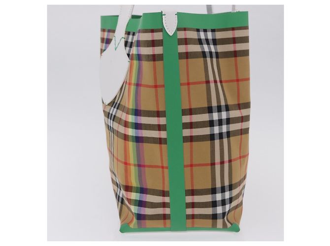 Borsa Tote BURBERRY Nova Check Canvas Beige Auth ka5820V - vista 4