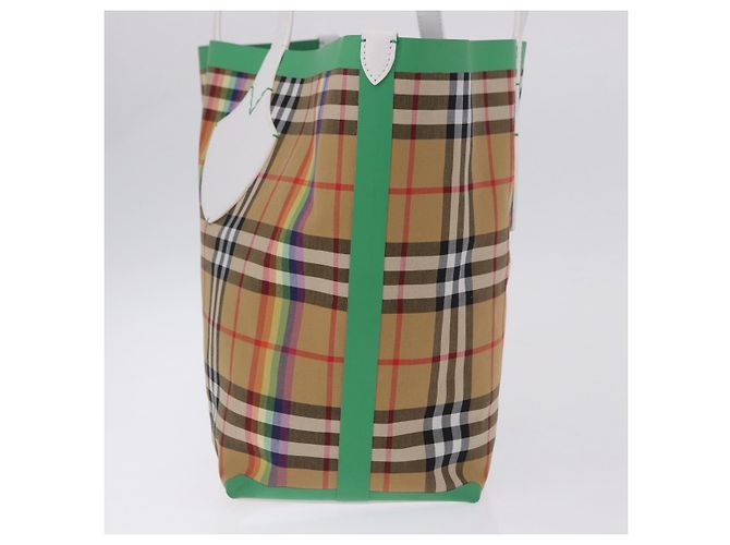 Borsa Tote BURBERRY Nova Check Canvas Beige Auth ka5820V - vista 5