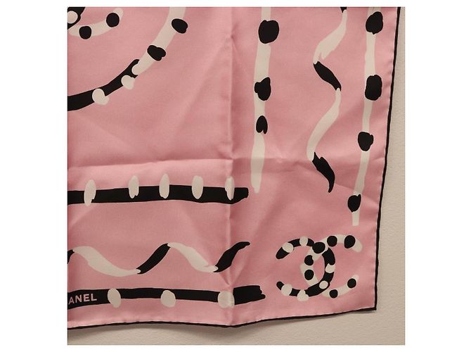 Sciarpa CHANEL in seta rosa CC Auth 198781V - vista 10