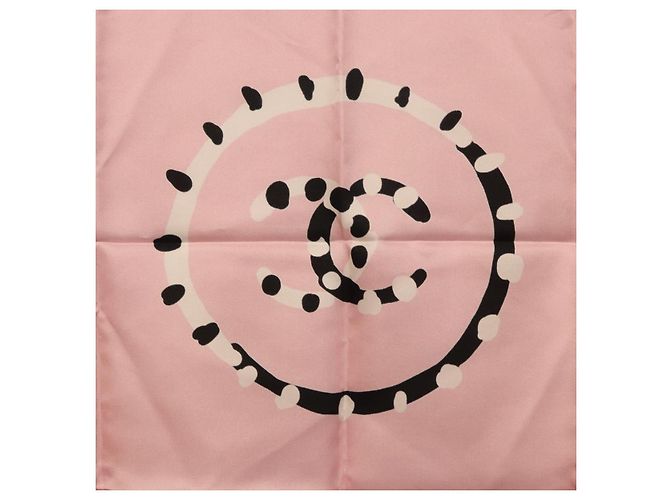 Sciarpa CHANEL in seta rosa CC Auth 198781V - vista 17