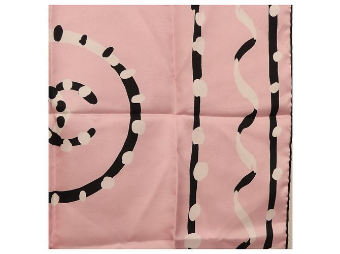Sciarpa CHANEL in seta rosa CC Auth 198781V - vista 18