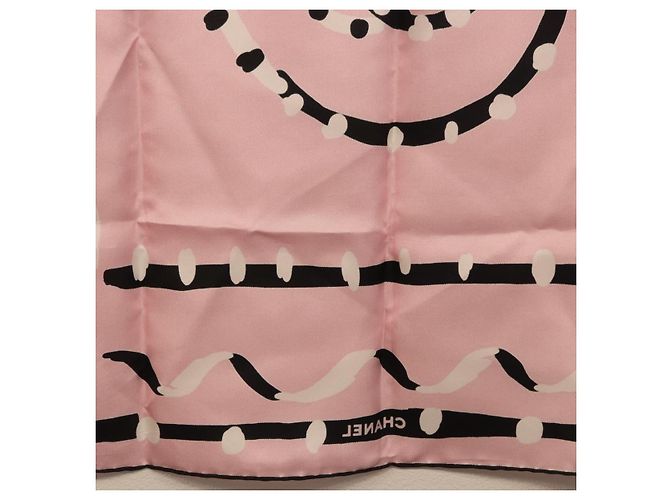 Sciarpa CHANEL in seta rosa CC Auth 198781V - vista 20