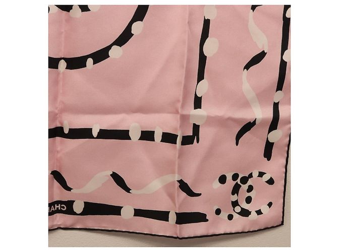 Sciarpa CHANEL in seta rosa CC Auth 198781V - vista 21