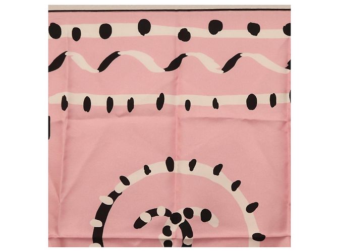 Sciarpa CHANEL in seta rosa CC Auth 198781V - vista 3