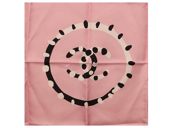 Sciarpa CHANEL in seta rosa CC Auth 198781V - vista 6