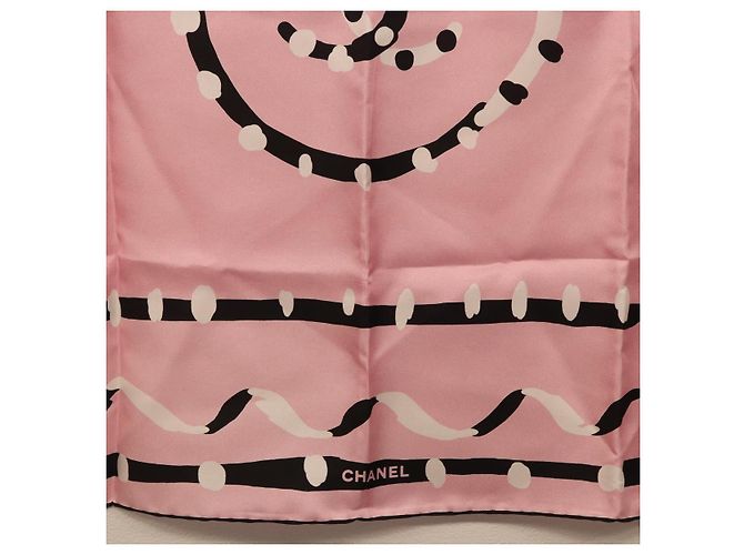 Sciarpa CHANEL in seta rosa CC Auth 198781V - vista 9