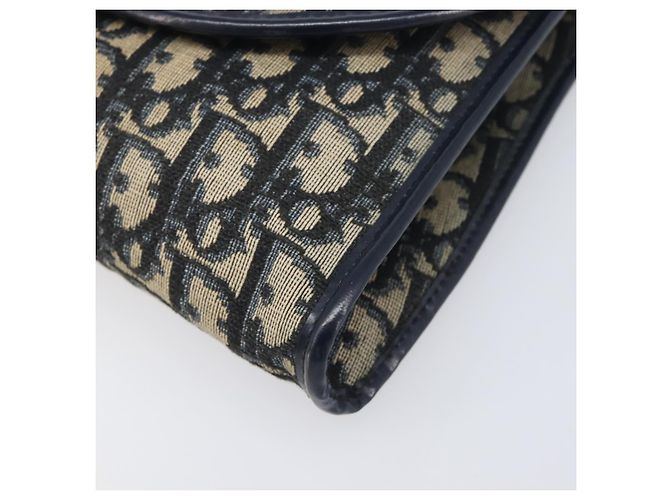 Borsa a tracolla con catena Christian Dior Trotter Canvas Navy Gold Auth 197779 D'oro Blu navy - vista 10