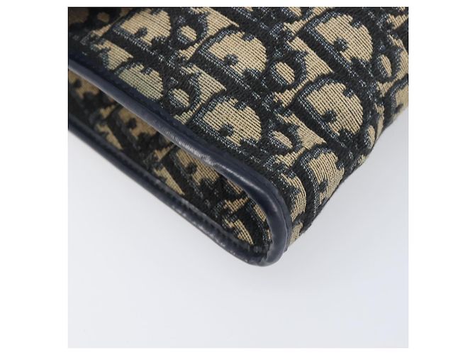 Borsa a tracolla con catena Christian Dior Trotter Canvas Navy Gold Auth 197779 D'oro Blu navy - vista 11