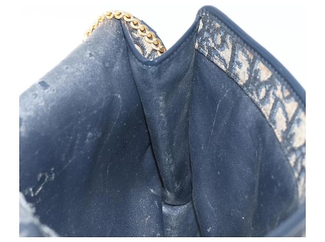 Borsa a tracolla con catena Christian Dior Trotter Canvas Navy Gold Auth 197779 D'oro Blu navy - vista 21