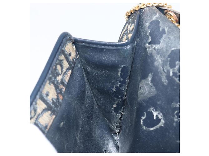 Borsa a tracolla con catena Christian Dior Trotter Canvas Navy Gold Auth 197779 D'oro Blu navy - vista 22