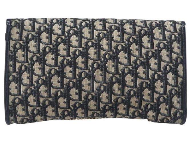Borsa a tracolla con catena Christian Dior Trotter Canvas Navy Gold Auth 197779 D'oro Blu navy - vista 3