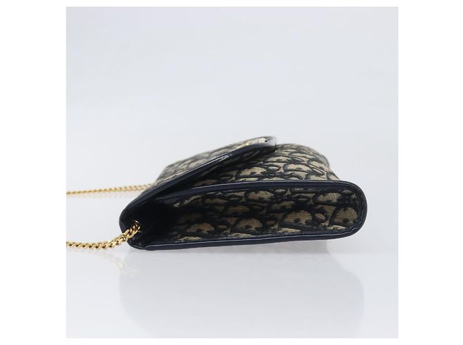 Borsa a tracolla con catena Christian Dior Trotter Canvas Navy Gold Auth 197779 D'oro Blu navy - vista 5