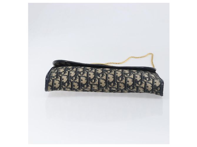 Borsa a tracolla con catena Christian Dior Trotter Canvas Navy Gold Auth 197779 D'oro Blu navy - vista 9