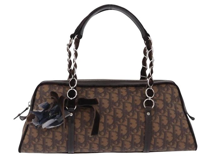 Borsa a mano Christian Dior Trotter Canvas Romantic PVC Brown Silver Auth ka5838V Marrone Argento - vista 2