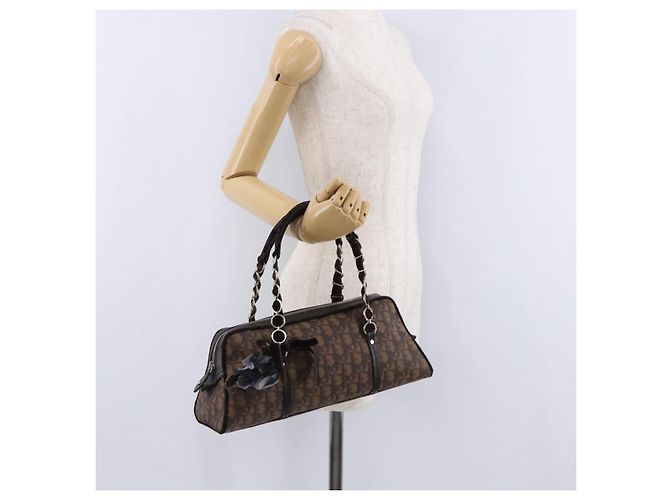 Borsa a mano Christian Dior Trotter Canvas Romantic PVC Brown Silver Auth ka5838V Marrone Argento - vista 23