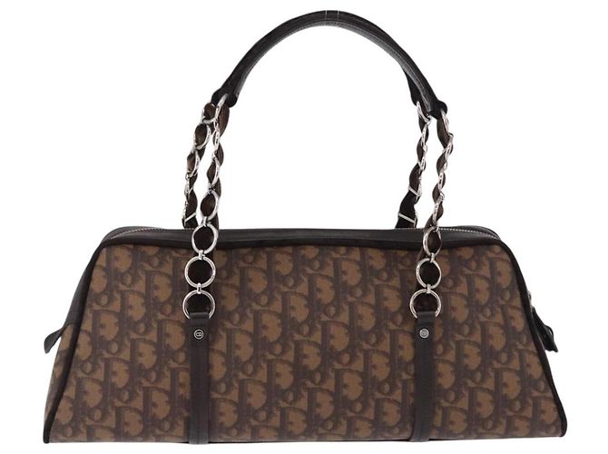 Borsa a mano Christian Dior Trotter Canvas Romantic PVC Brown Silver Auth ka5838V Marrone Argento - vista 3