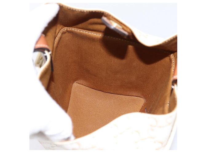 Céline Borsa a mano CELINE Triomphe PVC Leather Ivory Gold Auth 200281SAM D'oro Crudo - vista 15