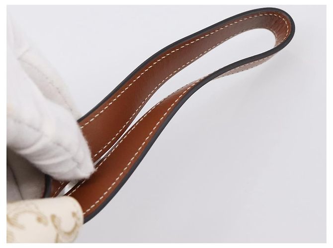 Céline Borsa a mano CELINE Triomphe PVC Leather Ivory Gold Auth 200281SAM D'oro Crudo - vista 8