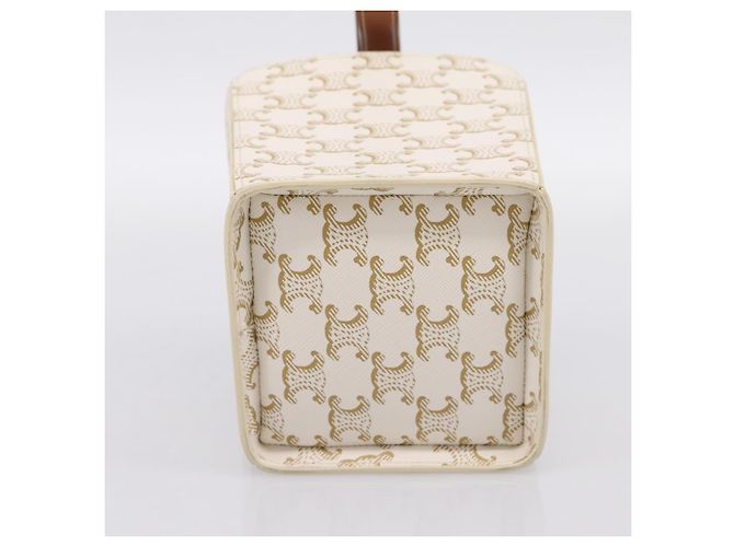 Céline Borsa a mano CELINE Triomphe PVC Leather Ivory Gold Auth 200281SAM D'oro Crudo - vista 9