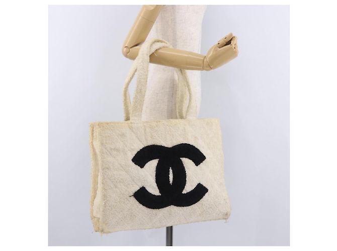 Borsa Tote CHANEL COCO Mark Pile White Black CC Auth BA15283 Nero Bianco - vista 24