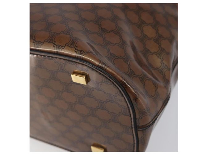 Céline Borsa a mano CELINE Macadam in vinile Marrone Nero Auth ep15650 - vista 10