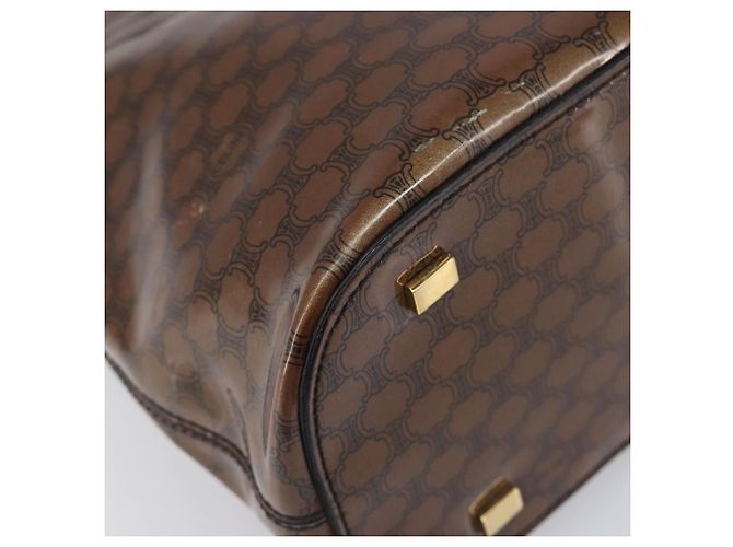 Céline Borsa a mano CELINE Macadam in vinile Marrone Nero Auth ep15650 - vista 11