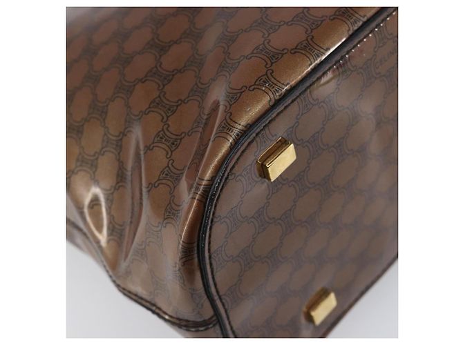 Céline Borsa a mano CELINE Macadam in vinile Marrone Nero Auth ep15650 - vista 13