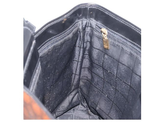 Céline Borsa a mano CELINE Macadam in vinile Marrone Nero Auth ep15650 - vista 18