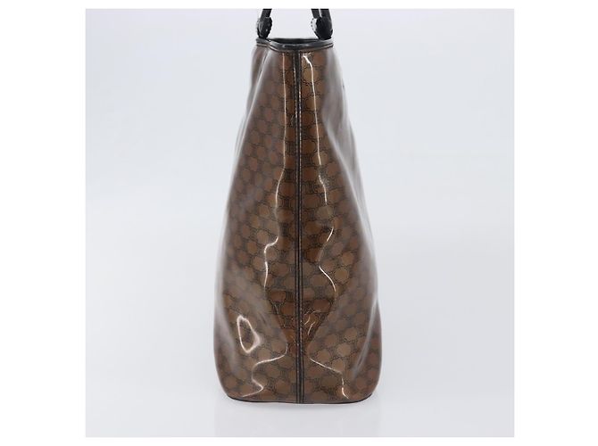 Céline Borsa a mano CELINE Macadam in vinile Marrone Nero Auth ep15650 - vista 4