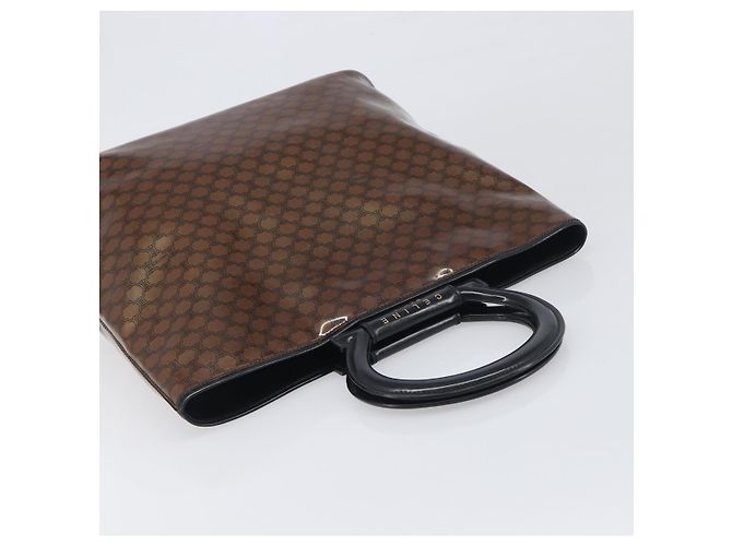 Céline Borsa a mano CELINE Macadam in vinile Marrone Nero Auth ep15650 - vista 6