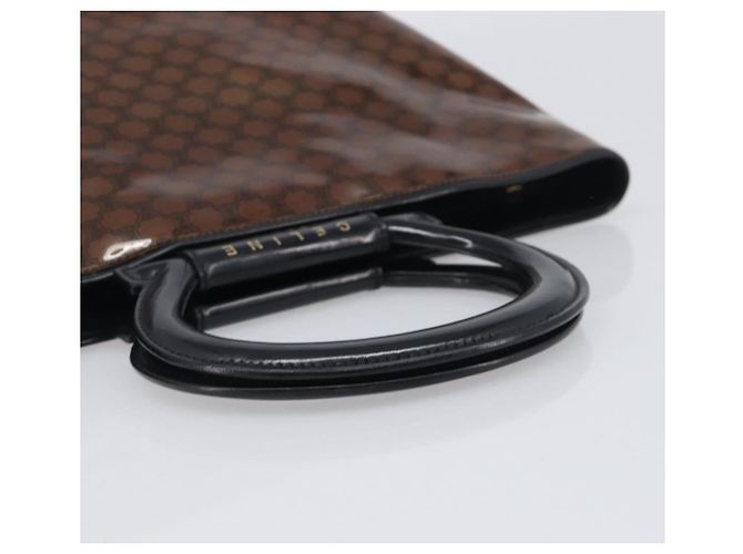 Céline Borsa a mano CELINE Macadam in vinile Marrone Nero Auth ep15650 - vista 7