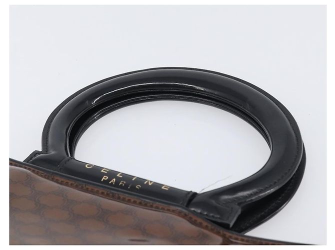 Céline Borsa a mano CELINE Macadam in vinile Marrone Nero Auth ep15650 - vista 8