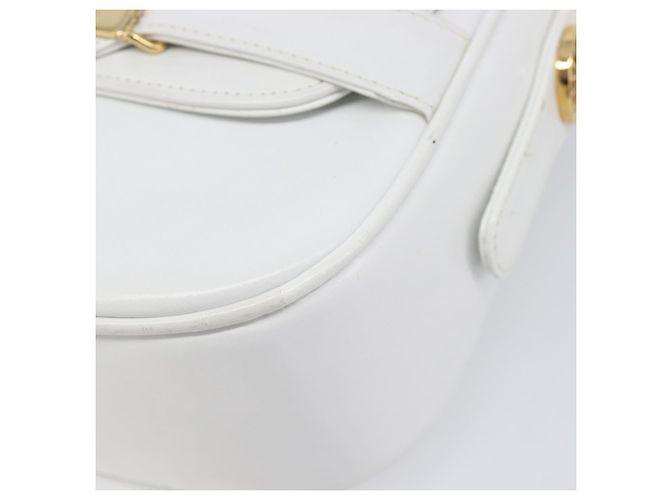 Céline Borsa a spalla CELINE Horse Carriage in pelle bianca e oro Auth 200903 Bianco D'oro - vista 10