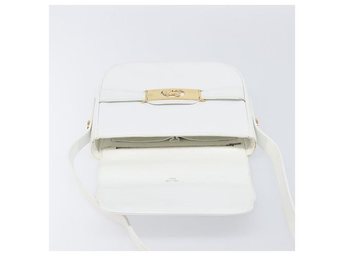 Céline Borsa a spalla CELINE Horse Carriage in pelle bianca e oro Auth 200903 Bianco D'oro - vista 17