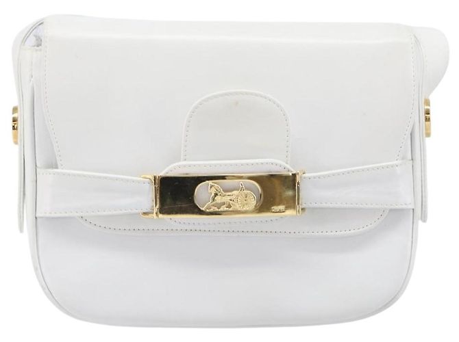 Céline Borsa a spalla CELINE Horse Carriage in pelle bianca e oro Auth 200903 Bianco D'oro - vista 2